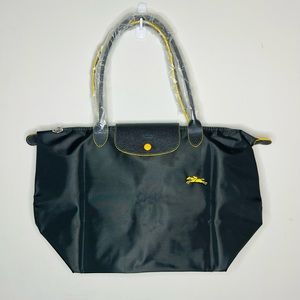 Longchamp Large Tote Bag / Shoulder bag Black/Dark Grey & Yellow
